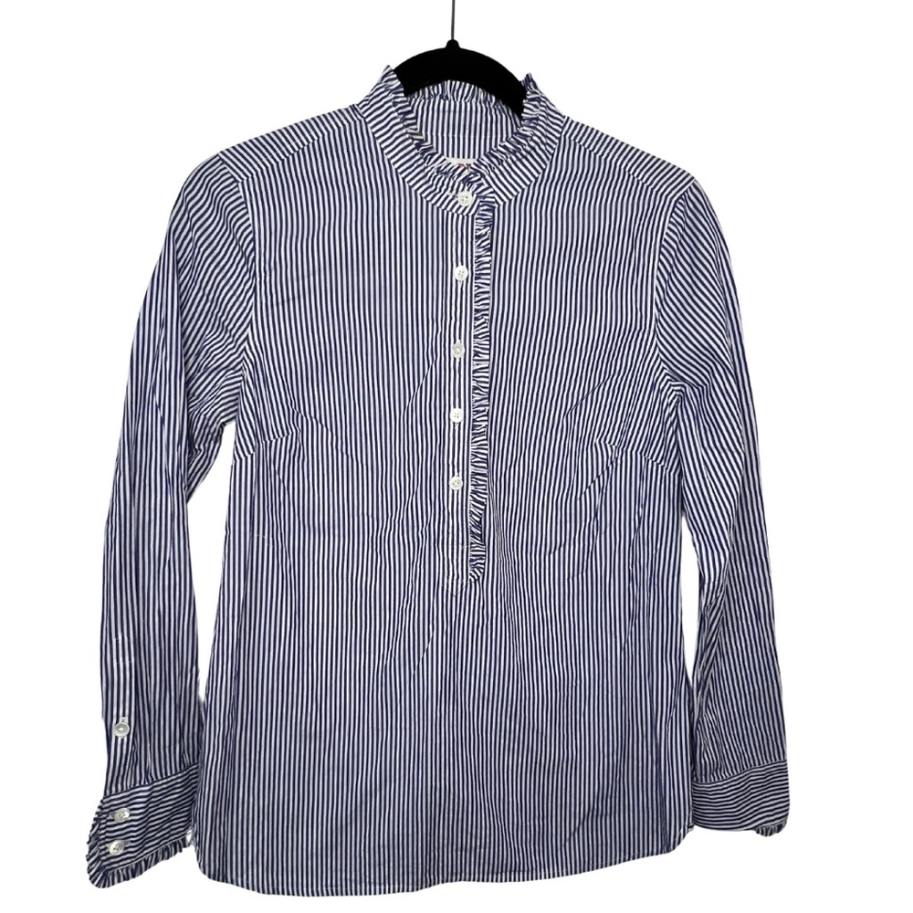 EUC Women’s Vineyard Vines Blue and White 1/2 Button Down Collared Shirt Size 2